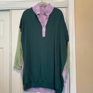 Pastel Block Color Sweatshirt Dress